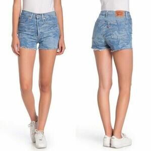 Levis 501 Red Tab Denim Short Womens 30 High Rise Button Fly Cut Off Summer NWT
